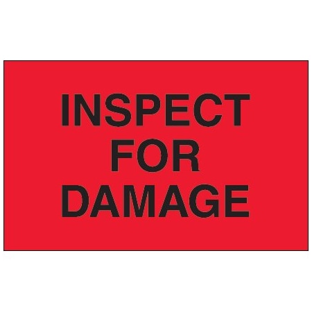 Bsc Preferred 1 1/4 x 2'' - ''Inspect For Damage'' Fluorescent Red Labels BUY00016254